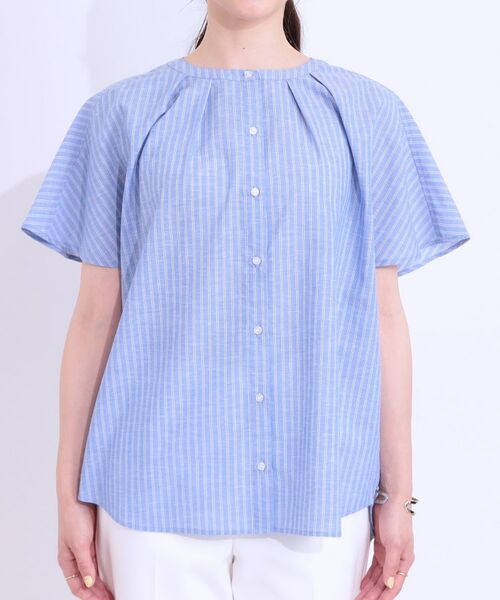 SHOO・LA・RUE / シューラルー シャツ・ブラウス | 【洗える/S-LL/UV/吸水速乾】洗濯後しわになりにくいリネンブレンド前あきシャツ | 詳細13