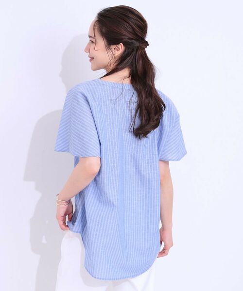 SHOO・LA・RUE / シューラルー シャツ・ブラウス | 【洗える/S-LL/UV/吸水速乾】洗濯後しわになりにくいリネンブレンド前あきシャツ | 詳細2