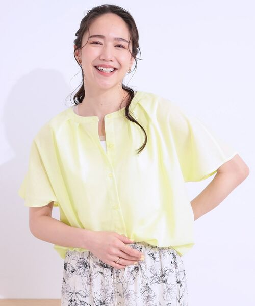 SHOO・LA・RUE / シューラルー シャツ・ブラウス | 【洗える/S-LL/UV/吸水速乾】洗濯後しわになりにくいリネンブレンド前あきシャツ | 詳細5