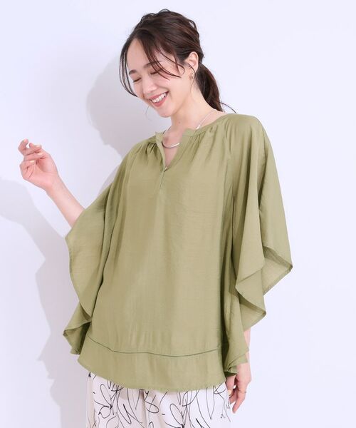 SHOO・LA・RUE / シューラルー シャツ・ブラウス | 【洗える/ひんやり】涼しく体型カバー お袖フレア ドレープブラウス | 詳細17