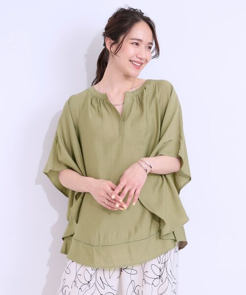 SHOO・LA・RUE / シューラルー シャツ・ブラウス | 【洗える/ひんやり】涼しく体型カバー お袖フレア ドレープブラウス | 詳細18