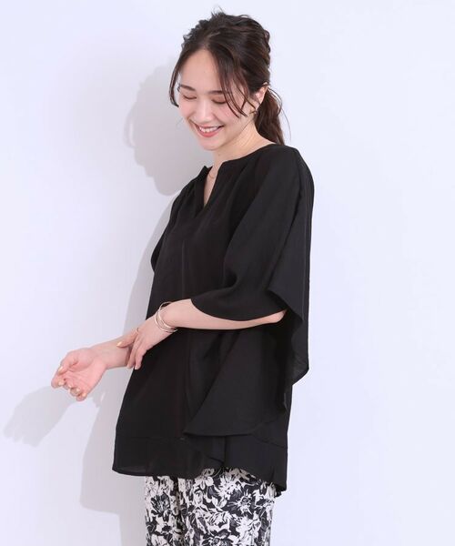 SHOO・LA・RUE / シューラルー シャツ・ブラウス | 【洗える/ひんやり】涼しく体型カバー お袖フレア ドレープブラウス | 詳細2