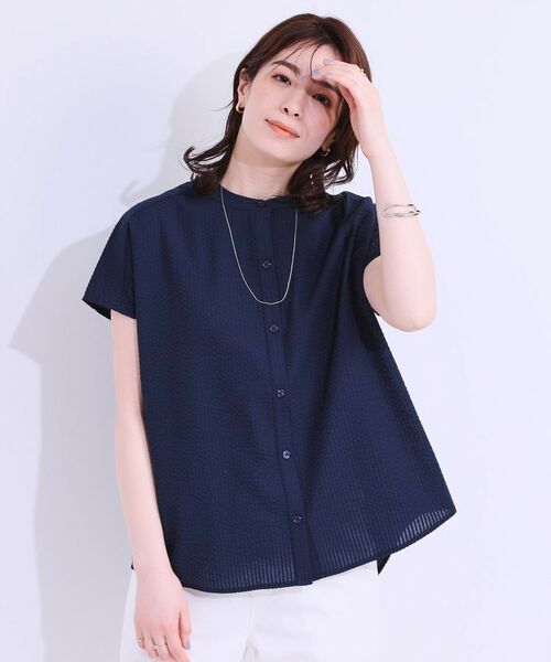 SHOO・LA・RUE / シューラルー シャツ・ブラウス | 【洗える/S-LL】涼やかで好印象 サッカーブラウス | 詳細1