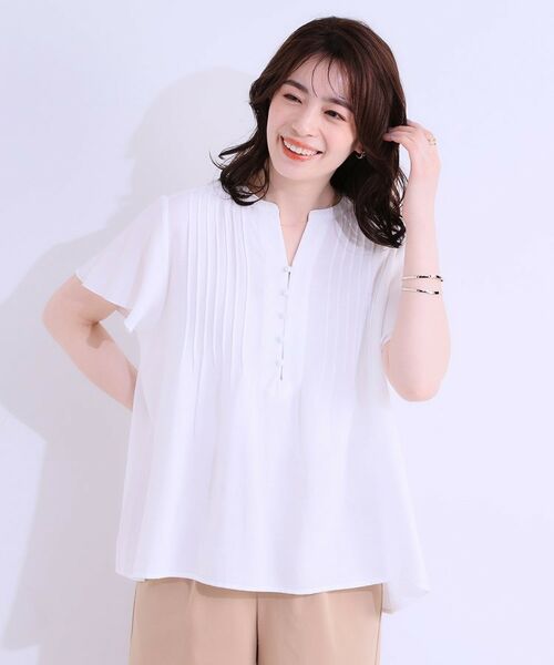 SHOO・LA・RUE / シューラルー シャツ・ブラウス | 【洗える/S-LL】ふわりシルエットが涼しげ フロントボタンブラウス | 詳細1