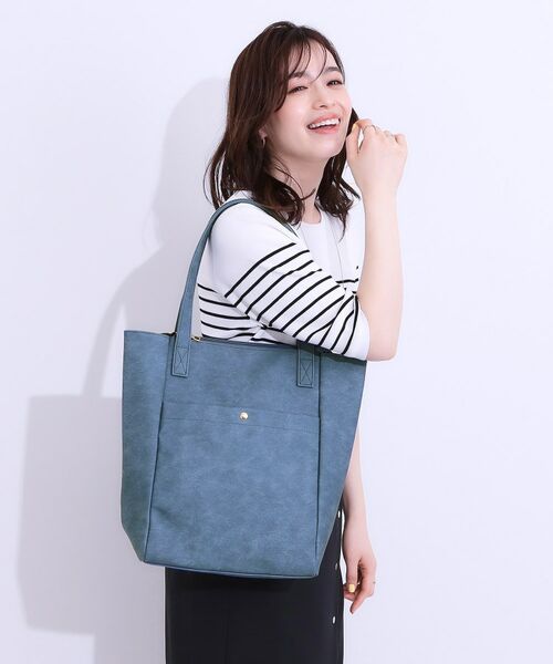 SHOO・LA・RUE/シューラルー 【A4】フロントポケファスナートートバッグ ブルー(093) 00 SHOO・LA・RUE/シューラルー 【A4】フロントポケファスナートートバッグ ブルー(093) 00
