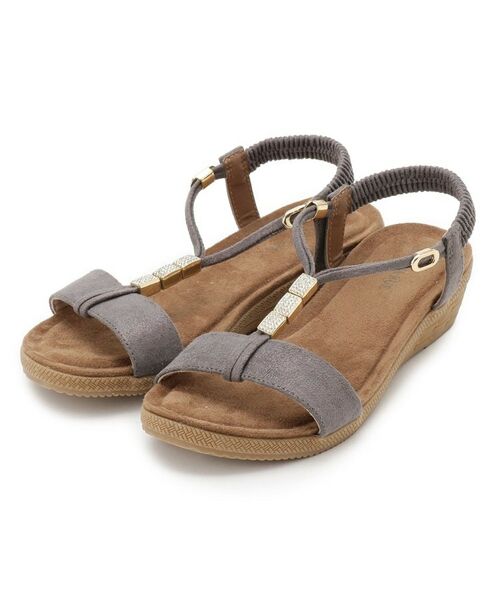 SHOO・LA・RUE/シューラルー ビジューYストラップサンダル チャコールグレー(013) 45(24.5cm) SHOO・LA・RUE/シューラルー ビジューYストラップサンダル チャコールグレー(013) 45(24.5cm)