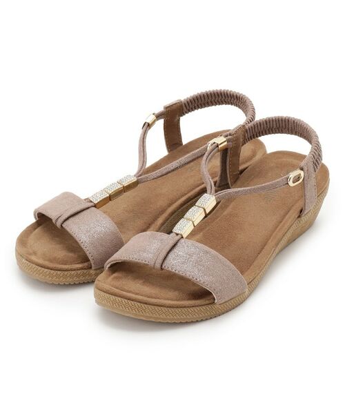 SHOO・LA・RUE/シューラルー ビジューYストラップサンダル グレージュ(050) 45(24.5cm) SHOO・LA・RUE/シューラルー ビジューYストラップサンダル グレージュ(050) 45(24.5cm)
