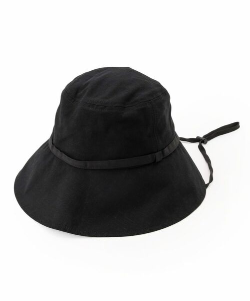 SHOO・LA・RUE/シューラルー 【UVカット】紐付きハット【サイズ調整/あご紐付き】 ブラック(019) 00 SHOO・LA・RUE/シューラルー 【UVカット】紐付きハット【サイズ調整/あご紐付き】 ブラック(019) 00