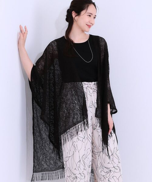 SHOO・LA・RUE/シューラルー スクエアレースポンチョ ブラック(019) 00 SHOO・LA・RUE/シューラルー スクエアレースポンチョ ブラック(019) 00