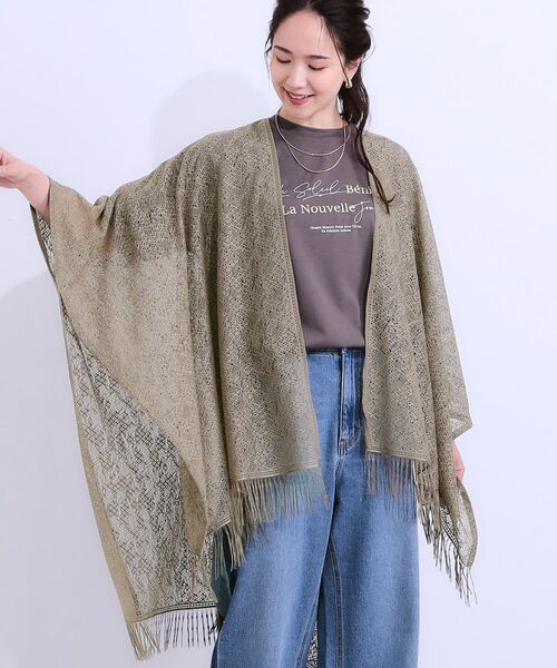 SHOO・LA・RUE/シューラルー スクエアレースポンチョ カーキ(027) 00 SHOO・LA・RUE/シューラルー スクエアレースポンチョ カーキ(027) 00