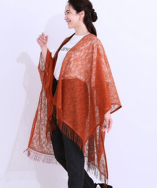 SHOO・LA・RUE/シューラルー スクエアレースポンチョ オレンジ(067) 00 SHOO・LA・RUE/シューラルー スクエアレースポンチョ オレンジ(067) 00