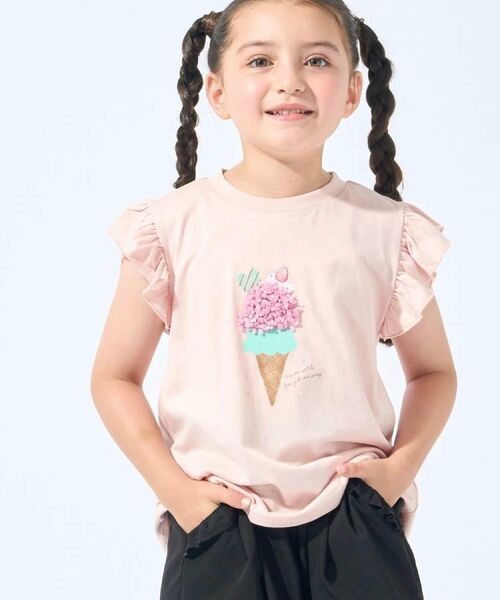 SHOO・LA・RUE / シューラルー Tシャツ | 【100-150cm/ひんやり】花びらモチーフTシャツ(ライトピンク(070))