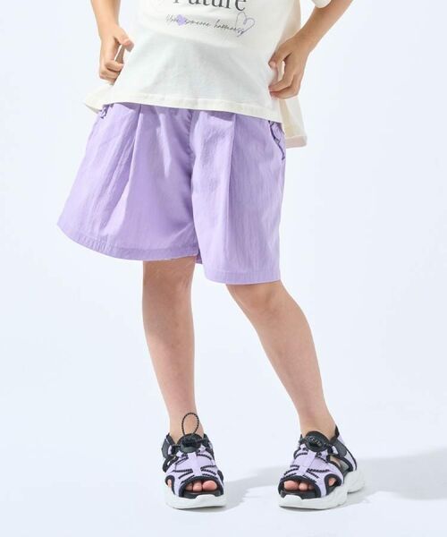 SHOO・LA・RUE / シューラルー ショート・ハーフ・半端丈パンツ | 【100-150cm/ひんやり/水陸両用】ポケットフリルキュロット(ラベンダー(080))