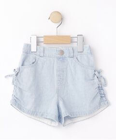 SHOO・LA・RUE / シューラルー ショート・ハーフ・半端丈パンツ | 【100-150cm】シャーリングがポイント ケミカルデニムショートパンツ
