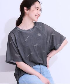 SHOO・LA・RUE / シューラルー Tシャツ | 【洗える/S-LL】ゆるっとこなれ見え 総柄プリント シアーTシャツ