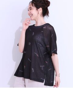 SHOO・LA・RUE / シューラルー Tシャツ | 【洗える/S-LL】ゆるっとこなれ見え 総柄プリント シアーTシャツ