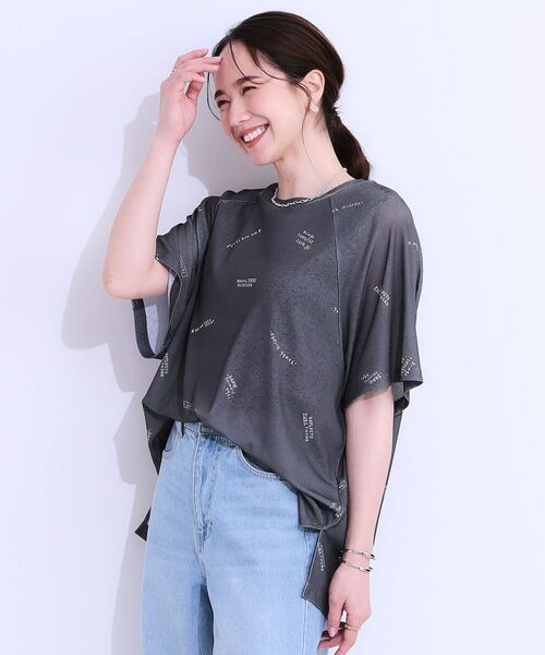 SHOO・LA・RUE / シューラルー Tシャツ | 【洗える/S-LL】ゆるっとこなれ見え 総柄プリント シアーTシャツ | 詳細10