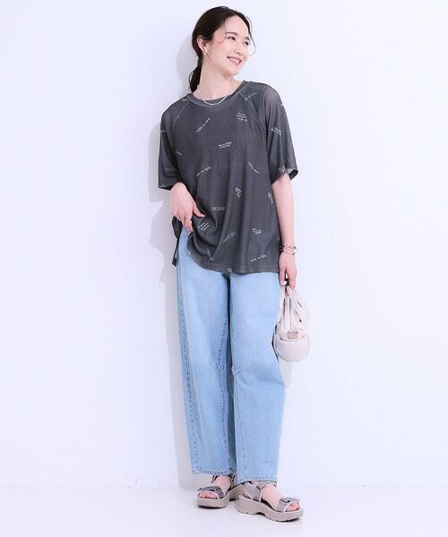 SHOO・LA・RUE / シューラルー Tシャツ | 【洗える/S-LL】ゆるっとこなれ見え 総柄プリント シアーTシャツ | 詳細11