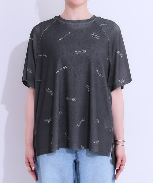 SHOO・LA・RUE / シューラルー Tシャツ | 【洗える/S-LL】ゆるっとこなれ見え 総柄プリント シアーTシャツ | 詳細13