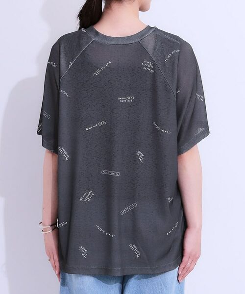 SHOO・LA・RUE / シューラルー Tシャツ | 【洗える/S-LL】ゆるっとこなれ見え 総柄プリント シアーTシャツ | 詳細15