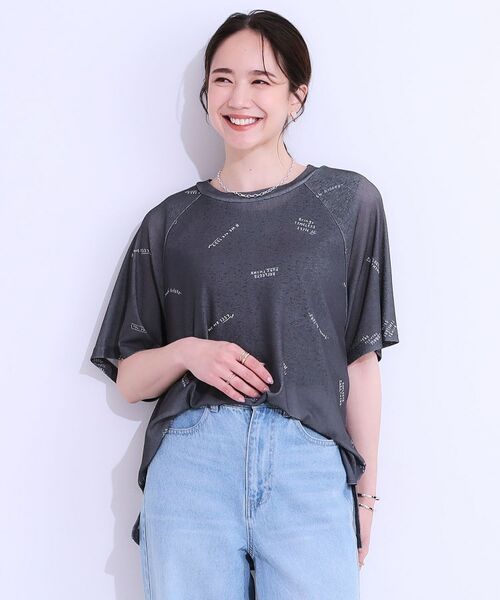 SHOO・LA・RUE / シューラルー Tシャツ | 【洗える/S-LL】ゆるっとこなれ見え 総柄プリント シアーTシャツ | 詳細9