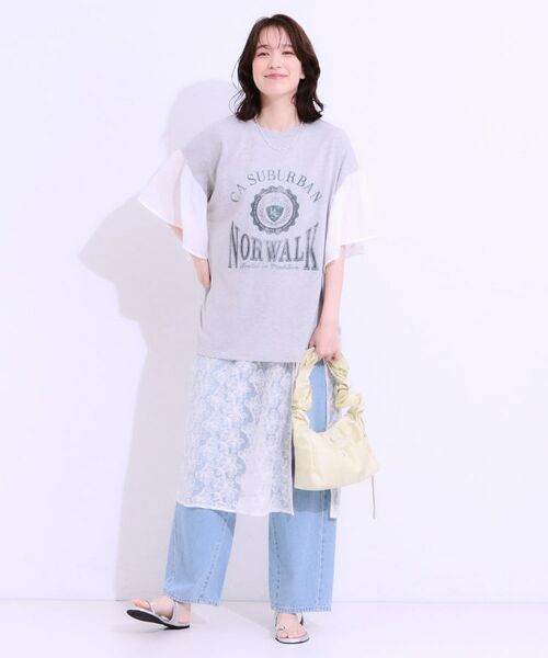 SHOO・LA・RUE / シューラルー カットソー | 【S-LL】リメイク風 ポンチョデザインTシャツ | 詳細3