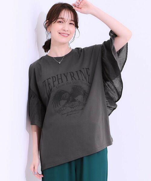 SHOO・LA・RUE / シューラルー カットソー | 【S-LL】リメイク風 ポンチョデザインTシャツ | 詳細5