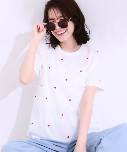 SHOO・LA・RUE / シューラルー Tシャツ | 【S-LL】選べる4柄 デザイン刺繍アソートTシャツ(ホワイト(101))