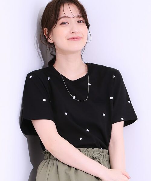 SHOO・LA・RUE / シューラルー Tシャツ | 【S-LL】選べる4柄 デザイン刺繍アソートTシャツ(ブラック(119))
