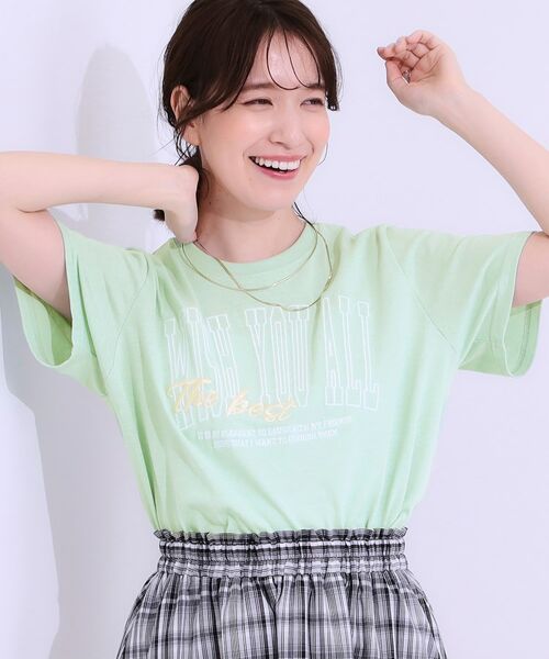 SHOO・LA・RUE / シューラルー Tシャツ | 【S-LL】選べる4柄 デザイン刺繍アソートTシャツ(ライトグリーン(320))