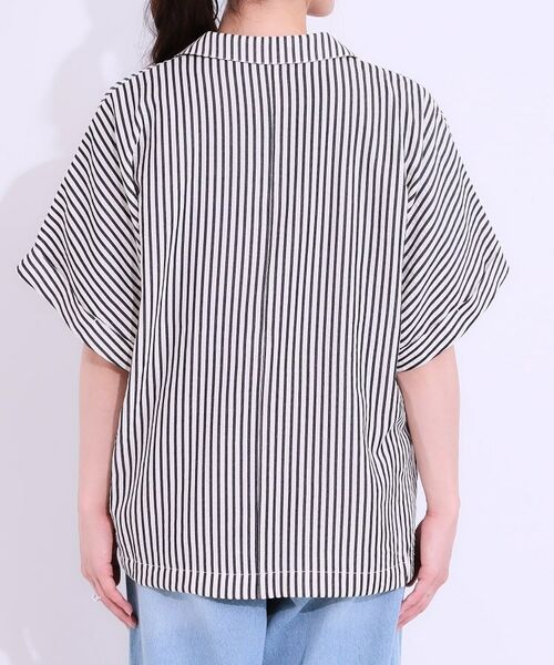 SHOO・LA・RUE / シューラルー テーラードジャケット | 【セットアップ可能/ひんやり/吸水速乾】サッカーストライプ テーラードカラーシャツジャケット | 詳細15