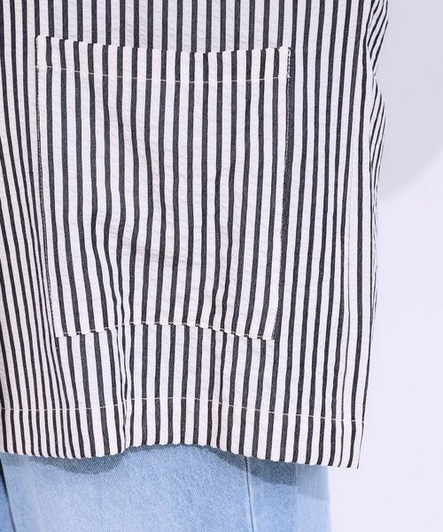 SHOO・LA・RUE / シューラルー テーラードジャケット | 【セットアップ可能/ひんやり/吸水速乾】サッカーストライプ テーラードカラーシャツジャケット | 詳細19
