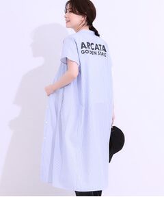 SHOO・LA・RUE / シューラルー ミニ丈・ひざ丈ワンピース | バックロゴが目を惹く ストライプシャツワンピース