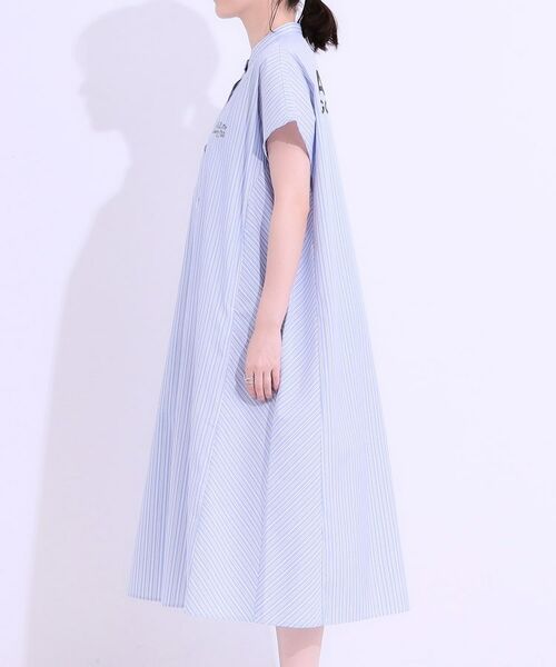SHOO・LA・RUE / シューラルー ミニ丈・ひざ丈ワンピース | バックロゴが目を惹く ストライプシャツワンピース | 詳細10