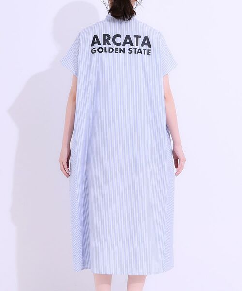 SHOO・LA・RUE / シューラルー ミニ丈・ひざ丈ワンピース | バックロゴが目を惹く ストライプシャツワンピース | 詳細11