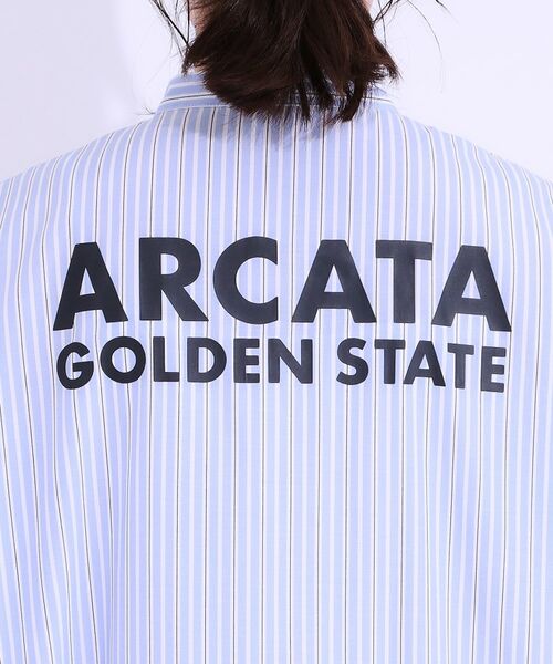 SHOO・LA・RUE / シューラルー ミニ丈・ひざ丈ワンピース | バックロゴが目を惹く ストライプシャツワンピース | 詳細13