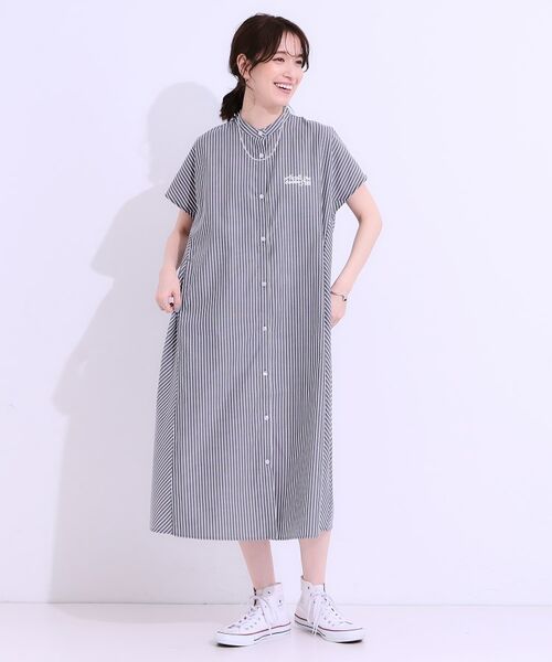 SHOO・LA・RUE / シューラルー ミニ丈・ひざ丈ワンピース | バックロゴが目を惹く ストライプシャツワンピース | 詳細2