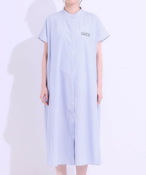 SHOO・LA・RUE / シューラルー ミニ丈・ひざ丈ワンピース | バックロゴが目を惹く ストライプシャツワンピース | 詳細9