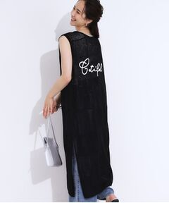 SHOO・LA・RUE / シューラルー ロング・マキシ丈ワンピース | 【前後2WAY】リネンライクブークレ パッチワーク風ニットワンピース