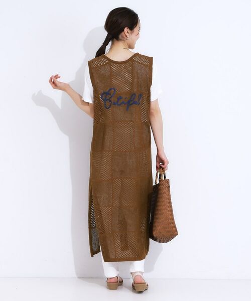 SHOO・LA・RUE / シューラルー ロング・マキシ丈ワンピース | 【前後2WAY】リネンライクブークレ パッチワーク風ニットワンピース | 詳細10