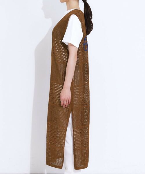 SHOO・LA・RUE / シューラルー ロング・マキシ丈ワンピース | 【前後2WAY】リネンライクブークレ パッチワーク風ニットワンピース | 詳細16