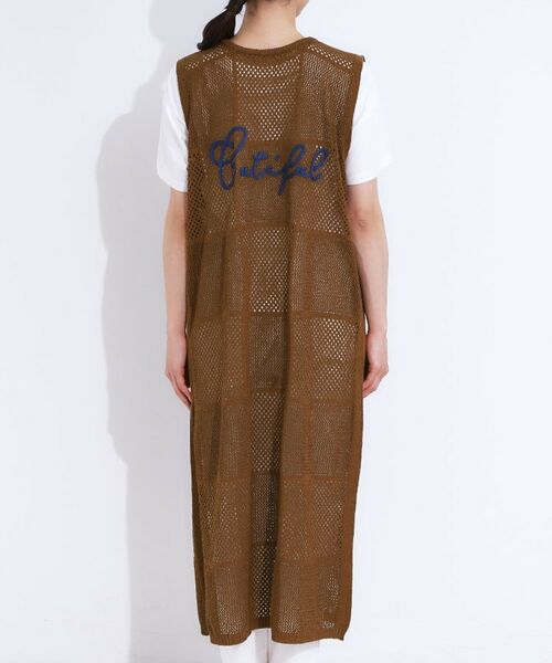 SHOO・LA・RUE / シューラルー ロング・マキシ丈ワンピース | 【前後2WAY】リネンライクブークレ パッチワーク風ニットワンピース | 詳細17