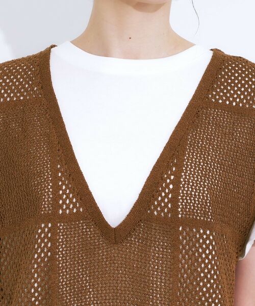 SHOO・LA・RUE / シューラルー ロング・マキシ丈ワンピース | 【前後2WAY】リネンライクブークレ パッチワーク風ニットワンピース | 詳細18