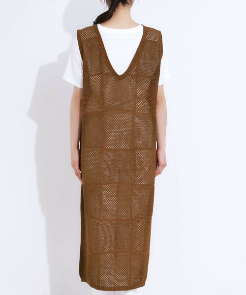SHOO・LA・RUE / シューラルー ロング・マキシ丈ワンピース | 【前後2WAY】リネンライクブークレ パッチワーク風ニットワンピース | 詳細23