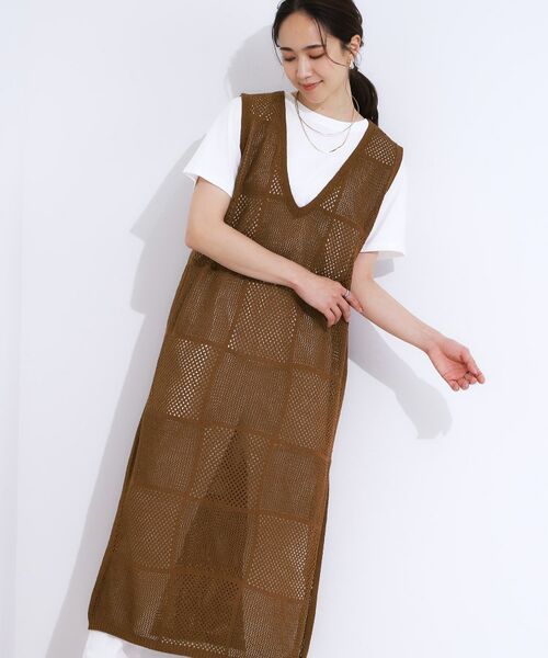 美品　フランシュリッペ　パッチワーク風　長袖ロングワンピース　大きいサイズ　3L 美品 フランシュリッペ パッチワーク風 長袖ロングワンピース