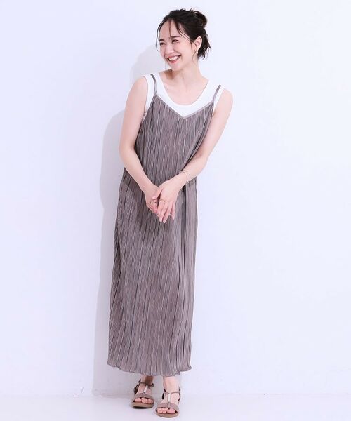 SHOO・LA・RUE / シューラルー ロング・マキシ丈ワンピース | 【S-LL】大人の楽ちんスタイルに プリーツキャミワンピース | 詳細7