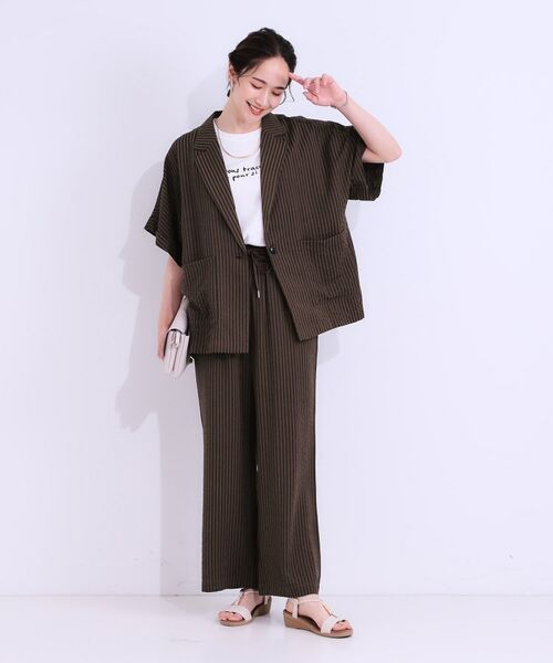 SHOO・LA・RUE / シューラルー パンツ | 【セットアップ可能/ひんやり/吸水速乾】サッカーストライプイージーパンツ | 詳細7