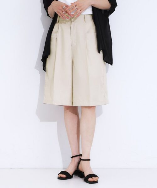 SHOO・LA・RUE / シューラルー ショート・ハーフ・半端丈パンツ | 【S-LL】大人のための 麻調タックハーフパンツ | 詳細5