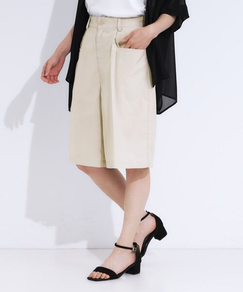 SHOO・LA・RUE / シューラルー ショート・ハーフ・半端丈パンツ | 【S-LL】大人のための 麻調タックハーフパンツ | 詳細6