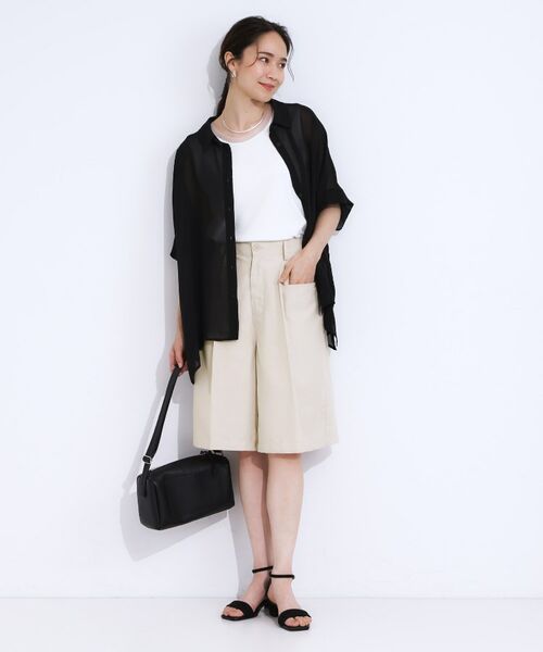 SHOO・LA・RUE / シューラルー ショート・ハーフ・半端丈パンツ | 【S-LL】大人のための 麻調タックハーフパンツ | 詳細7